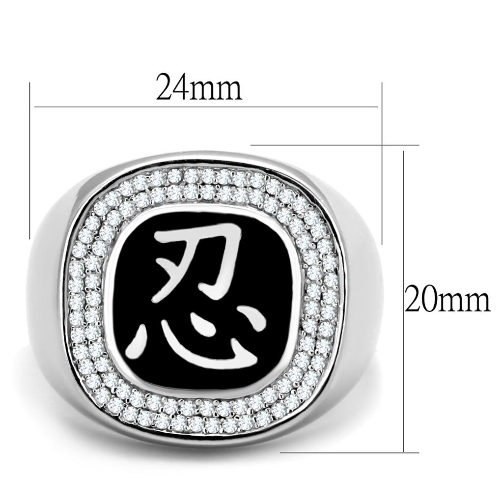 TS225 - Rhodium 925 Sterling Silver Ring with AAA Grade CZ in Clear