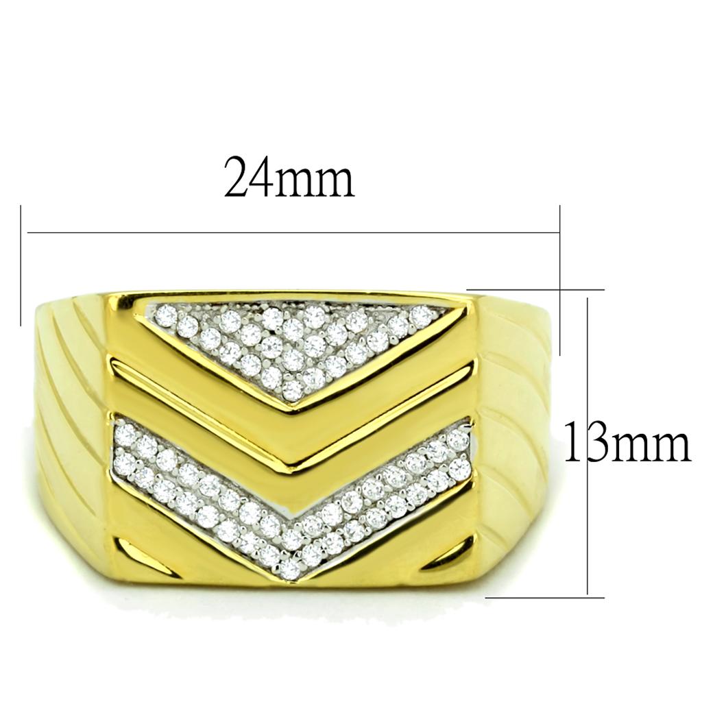 TS234 - Gold+Rhodium 925 Sterling Silver Ring with AAA Grade CZ in Clear