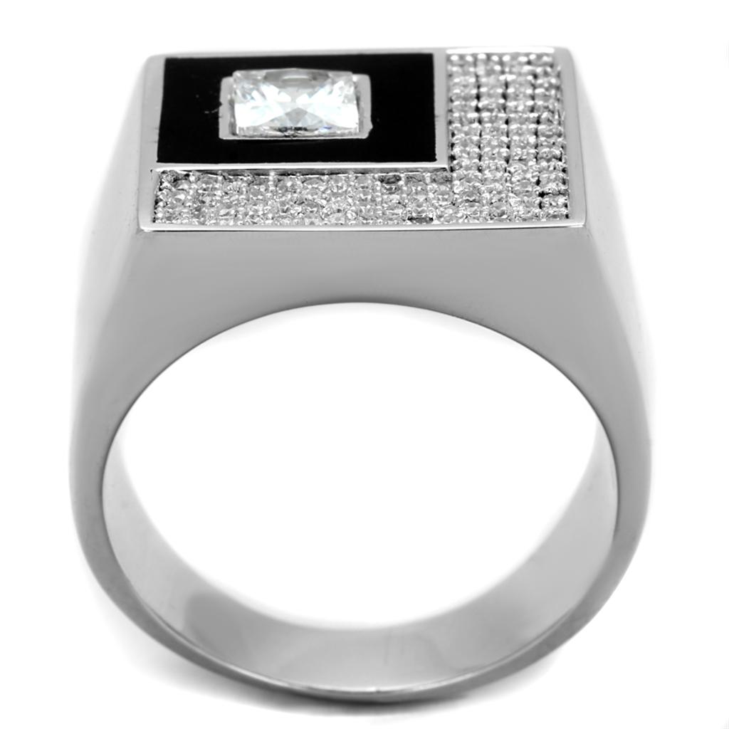 TS242 - Rhodium 925 Sterling Silver Ring with AAA Grade CZ in Clear