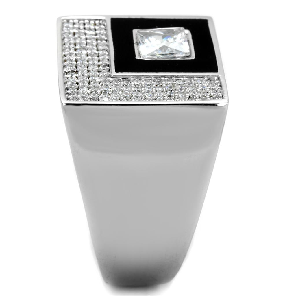 TS242 - Rhodium 925 Sterling Silver Ring with AAA Grade CZ in Clear