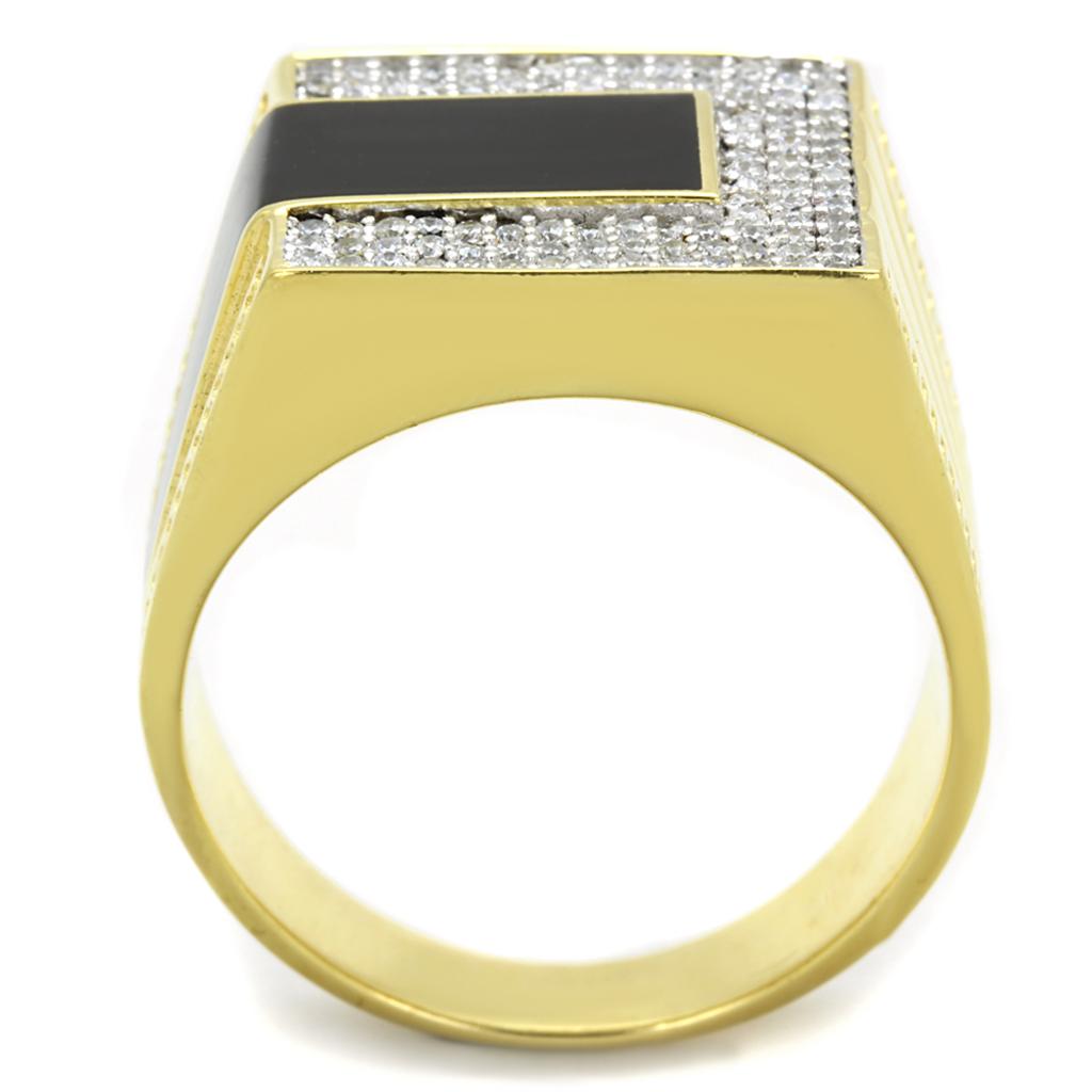 TS245 - Gold+Rhodium 925 Sterling Silver Ring with AAA Grade CZ in Clear