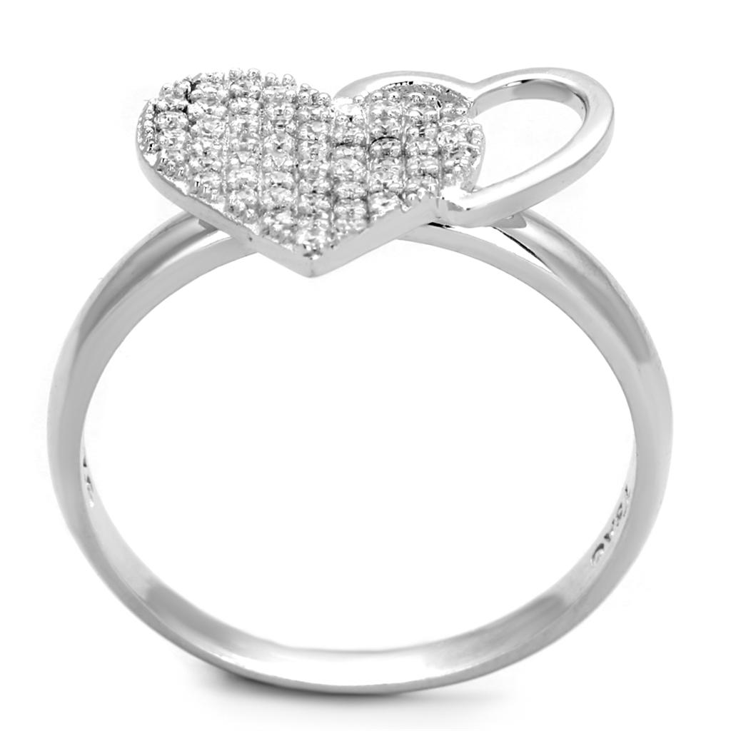 TS260 - Rhodium 925 Sterling Silver Ring with AAA Grade CZ in Clear