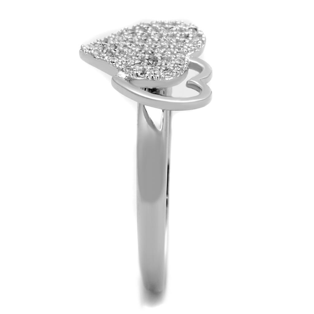 TS260 - Rhodium 925 Sterling Silver Ring with AAA Grade CZ in Clear