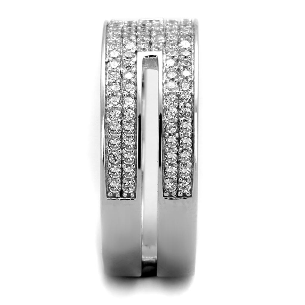 TS273 - Rhodium 925 Sterling Silver Ring with AAA Grade CZ in Clear