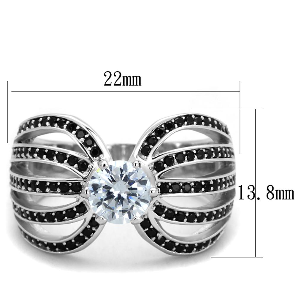 TS314 - Rhodium 925 Sterling Silver Ring with AAA Grade CZ in Clear