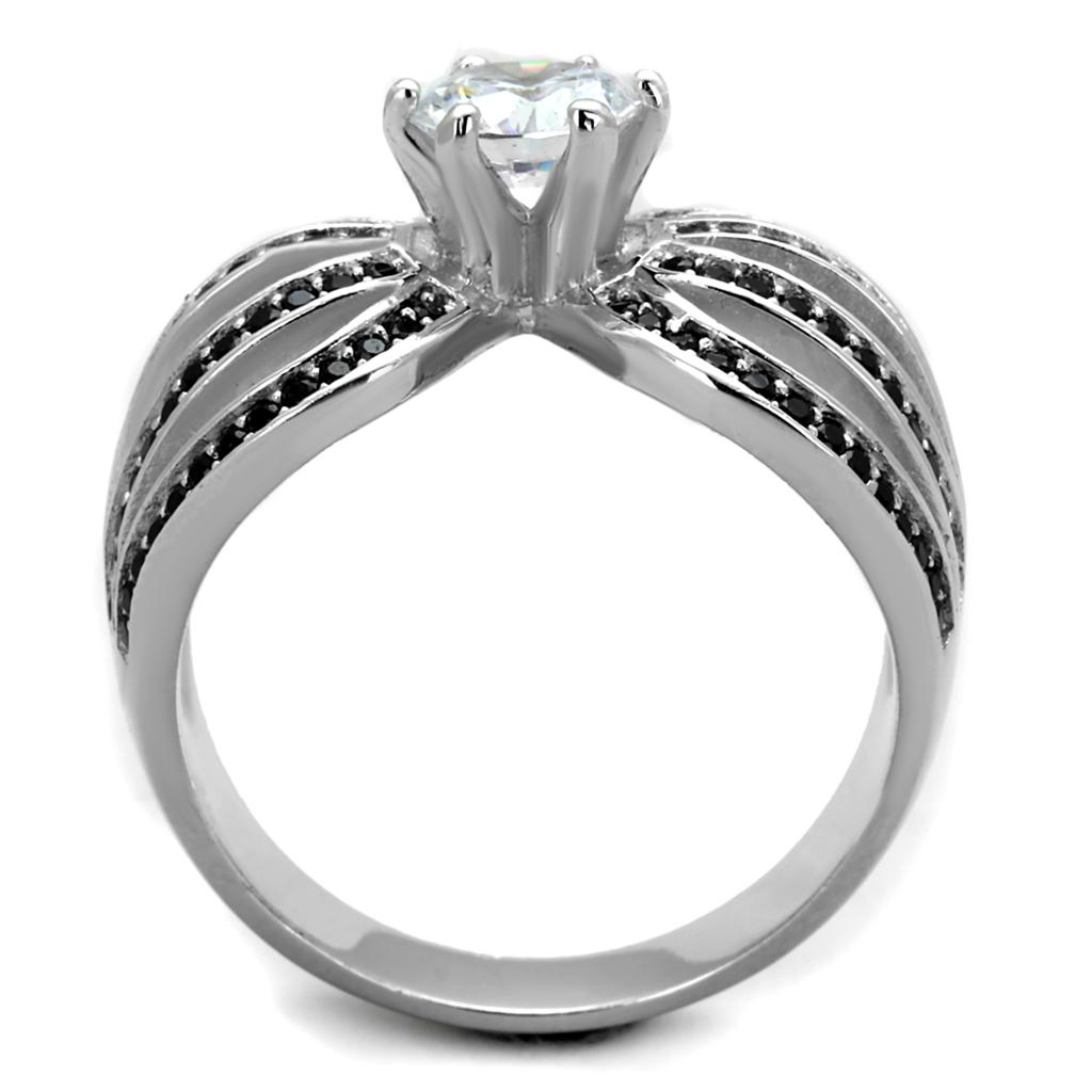TS314 - Rhodium 925 Sterling Silver Ring with AAA Grade CZ in Clear