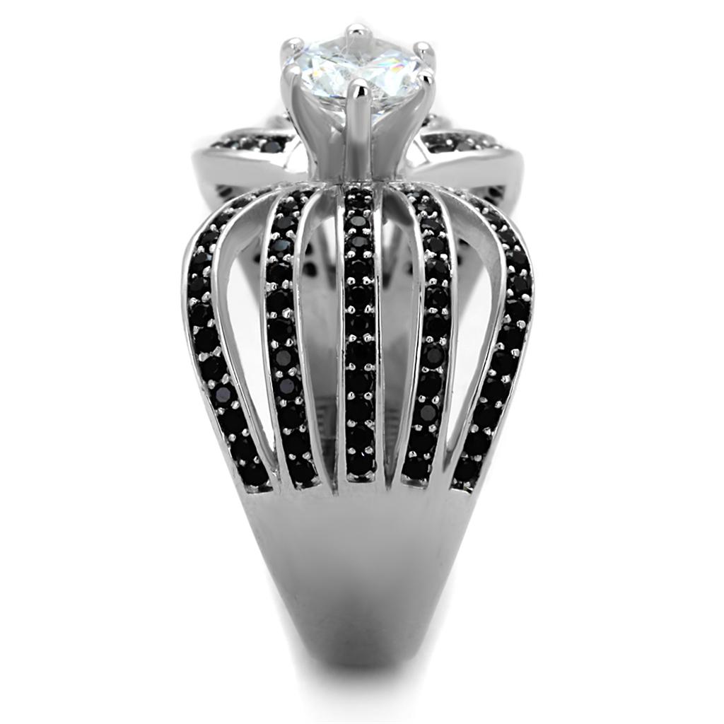 TS314 - Rhodium 925 Sterling Silver Ring with AAA Grade CZ in Clear