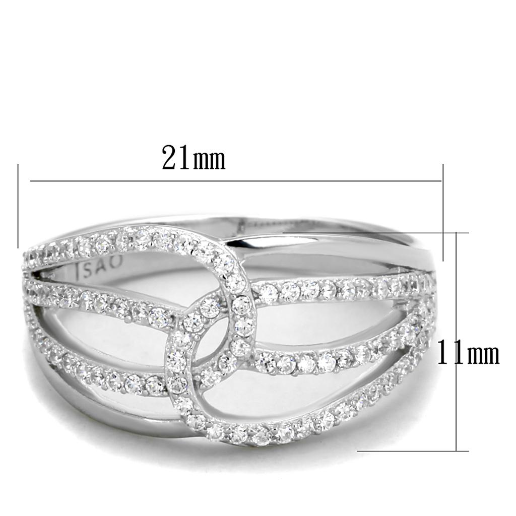 TS363 - Rhodium 925 Sterling Silver Ring with AAA Grade CZ in Clear