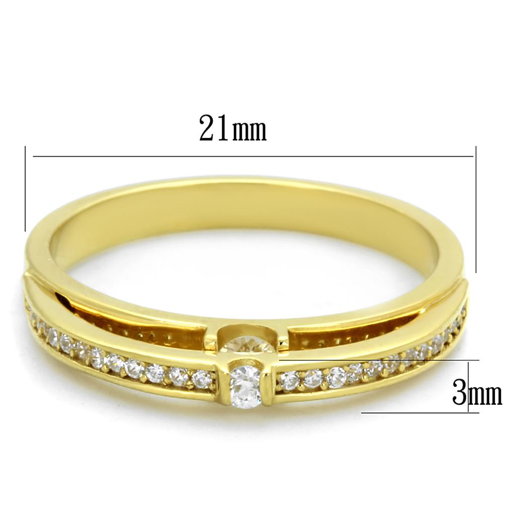 TS403 - Gold 925 Sterling Silver Ring with AAA Grade CZ in Clear