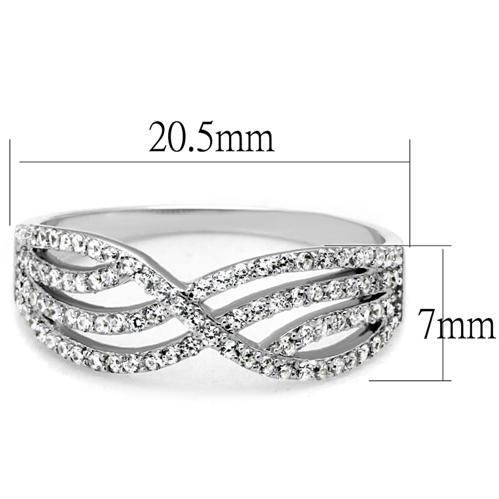 TS516 - Rhodium 925 Sterling Silver Ring with AAA Grade CZ in Clear