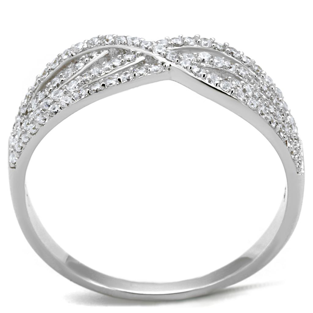 TS516 - Rhodium 925 Sterling Silver Ring with AAA Grade CZ in Clear