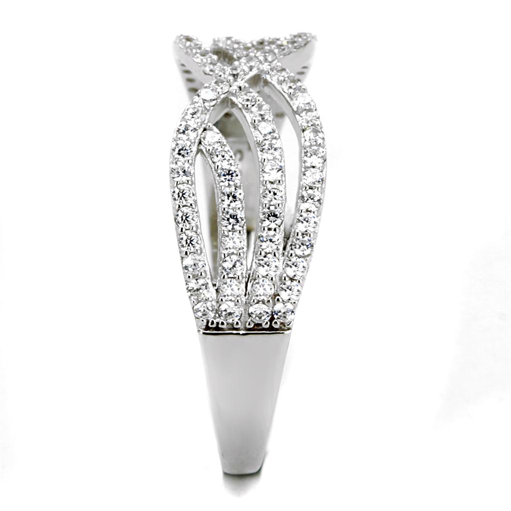 TS516 - Rhodium 925 Sterling Silver Ring with AAA Grade CZ in Clear