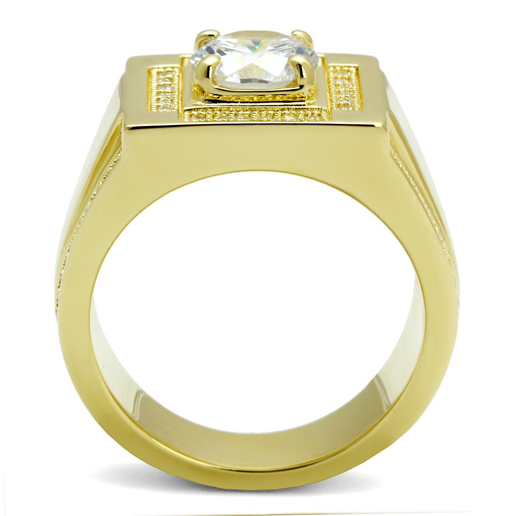 TS552 - Gold 925 Sterling Silver Ring with AAA Grade CZ in Clear
