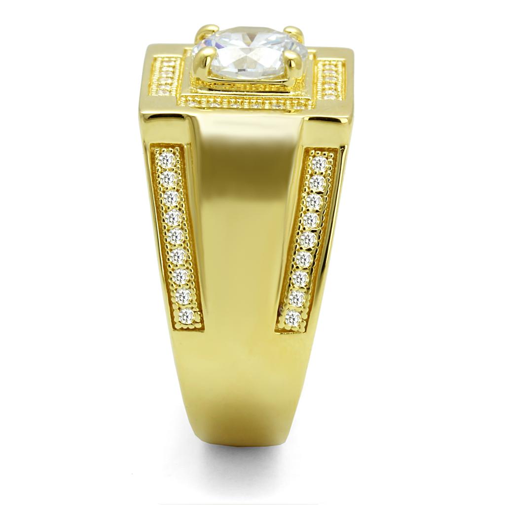 TS552 - Gold 925 Sterling Silver Ring with AAA Grade CZ in Clear