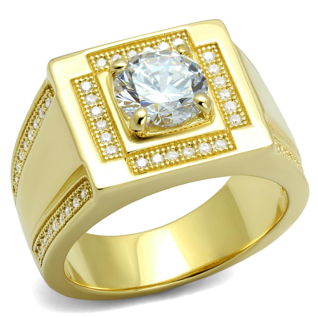 TS552 - Gold 925 Sterling Silver Ring with AAA Grade CZ in Clear