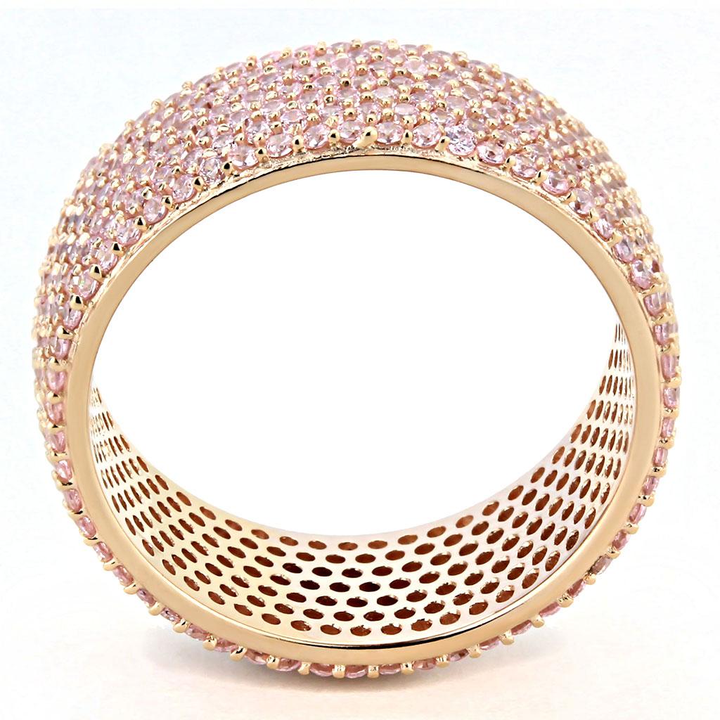 TS612 - Rose Gold 925 Sterling Silver Ring with AAA Grade CZ in Light Rose