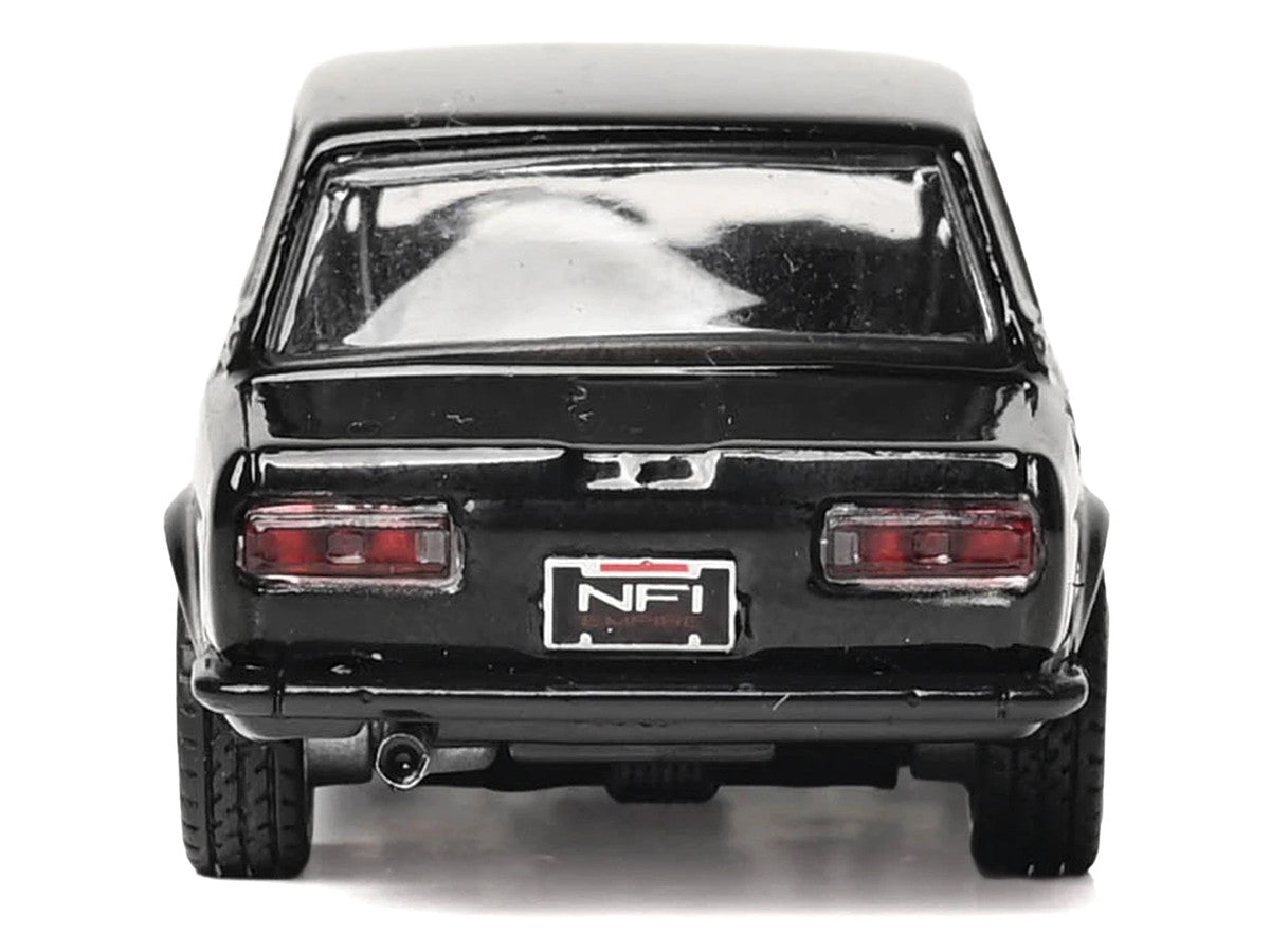 1971 Datsun 510 Black with Silver Stripes 1/64 Diecast Model Car by IXO Models