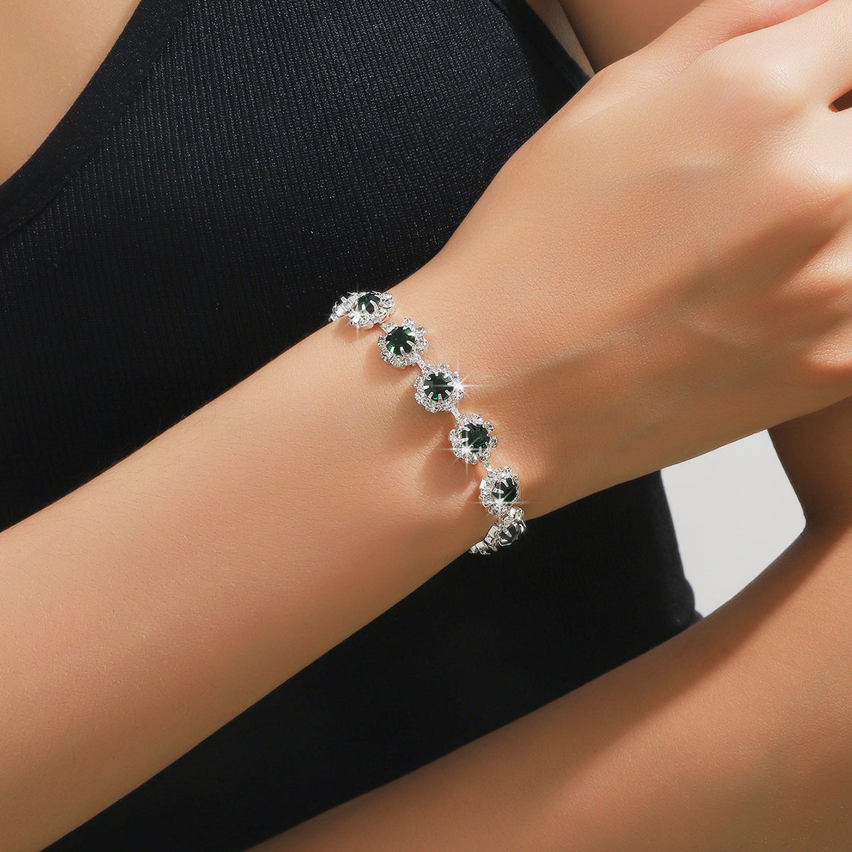 Diamond Necklace Earrings And Bracelet Three Piece Jewelry Set