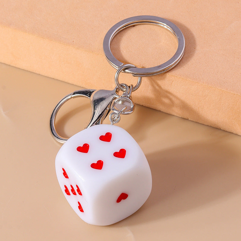 Love Dice Keychain Creative Design Oil Dripping Alloy Handmade Pendant Accessories