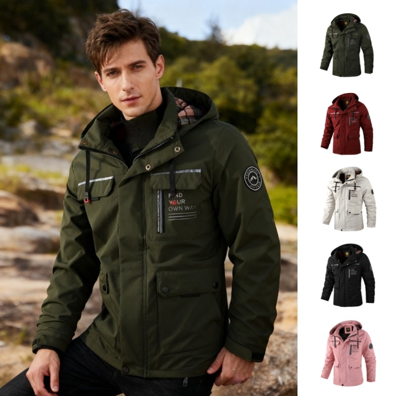 Fashion Men's Casual Windbreaker Jackets Hooded Jacket Man Waterproof Outdoor Soft Shell Winter Coat Clothing Warm Thick Tops