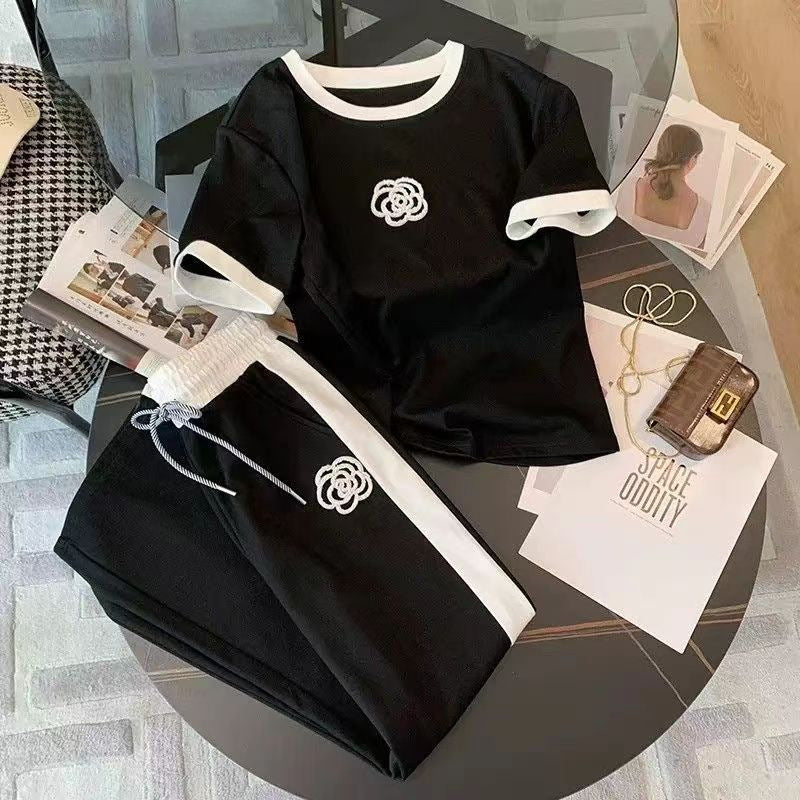 Fashionable And Youthful Wide-leg Pants Two-piece Set
