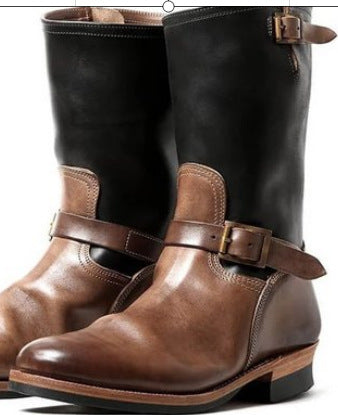 Low Heeled Autumn And Winter Round Toe Mid Tube Men's Boots