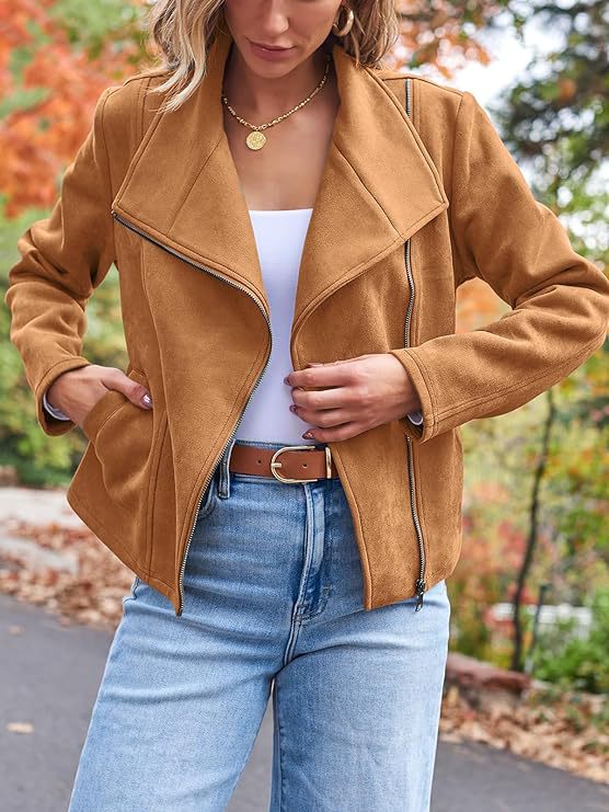 Fashion Casual Short Motorcycle Suede Jacket