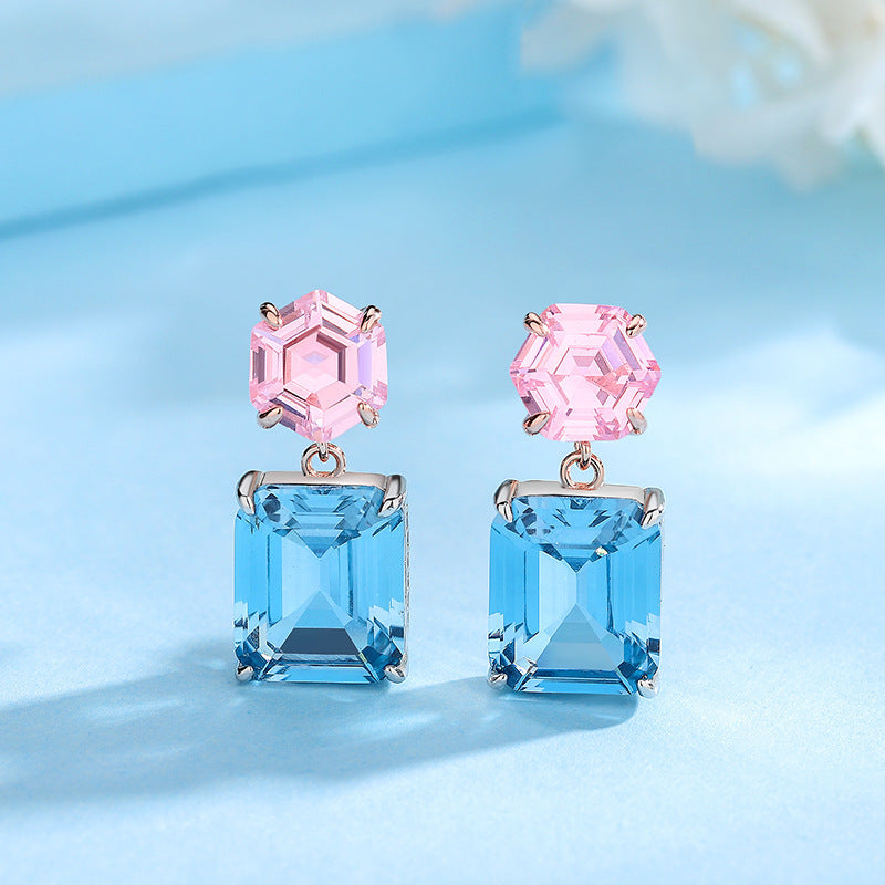 S925 Silver Pagoda Sapphire Earrings