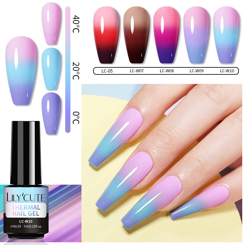 Temperature Change Glitter UV Polish Three-section Color Change