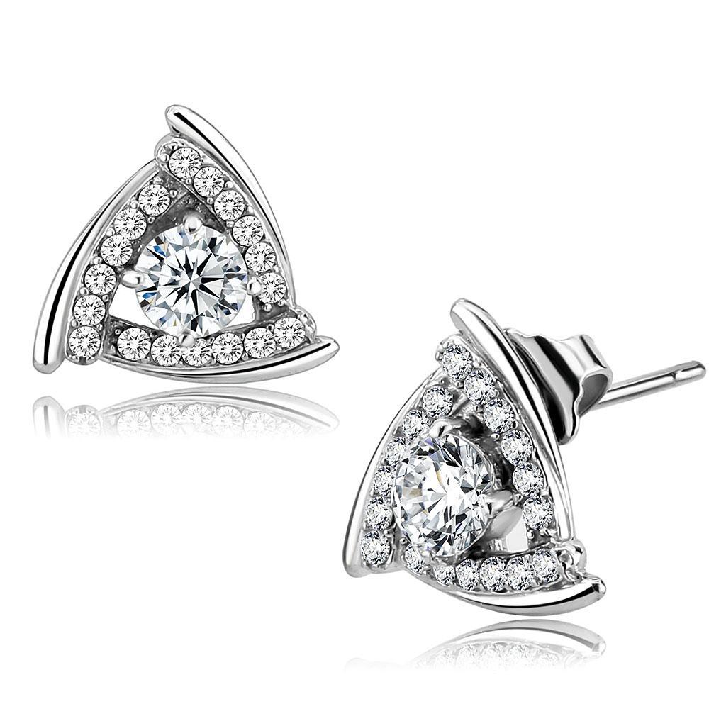 DA328 - No Plating Stainless Steel Earrings with AAA Grade CZ in Clear
