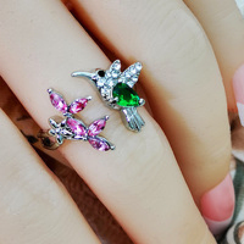 Hummingbird Jewelry Set Silver Plated Chain Necklace Stud