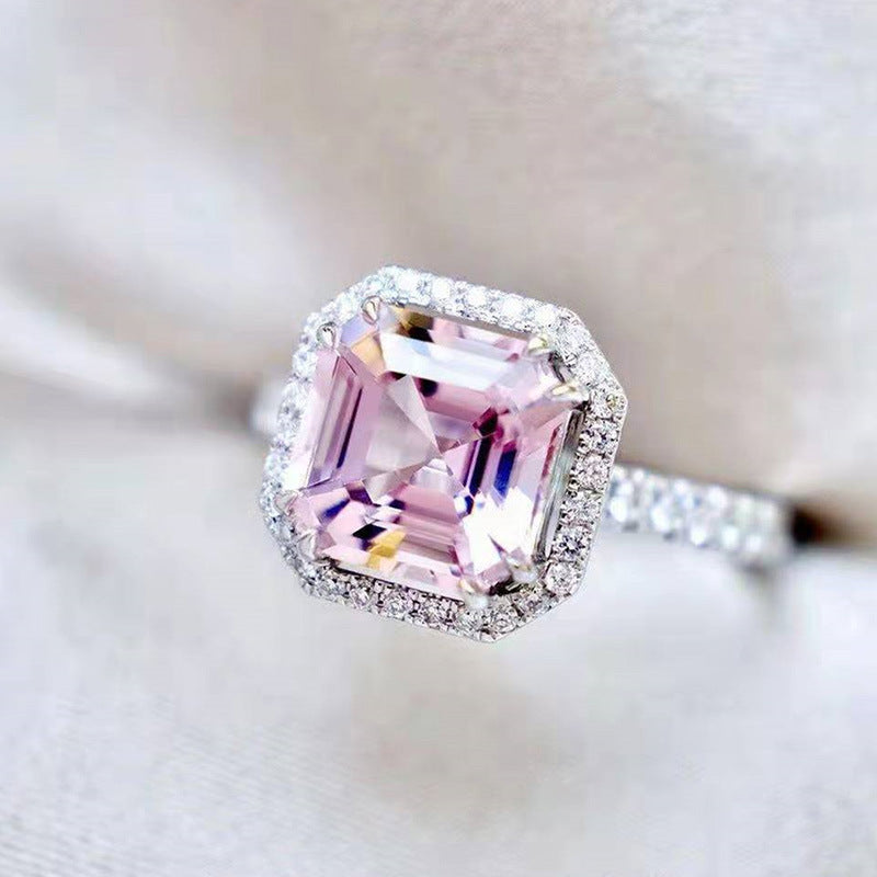 Women's Classic Super Shiny Square Diamond Princess Ring