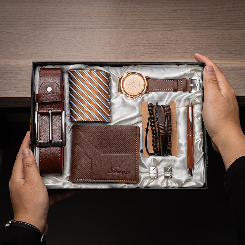 Father's Day Watch Belt Wallet Tie Cuff Men's Gift Set