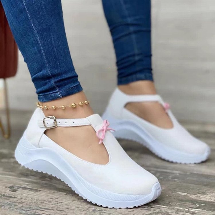 New Platform Buckle Fringe Solid Color Suede Casual Sneakers