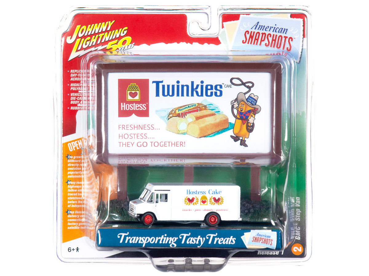 GMC Step Van White with "Hostess" Country Billboard "Johnny Lightning 50th Anniversary" 1/64 Diecast Model by Johnny Lightning