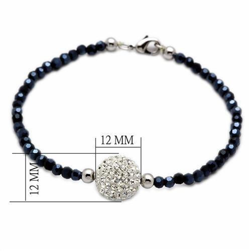 LO2047 - Rhodium Brass Bracelet with Top Grade Crystal in Clear