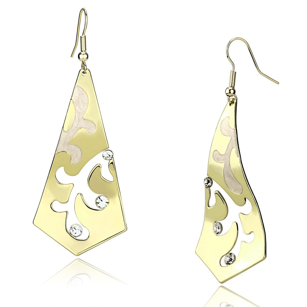 LO2710 - Gold Iron Earrings with Top Grade Crystal in Clear