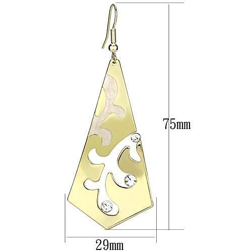 LO2710 - Gold Iron Earrings with Top Grade Crystal in Clear