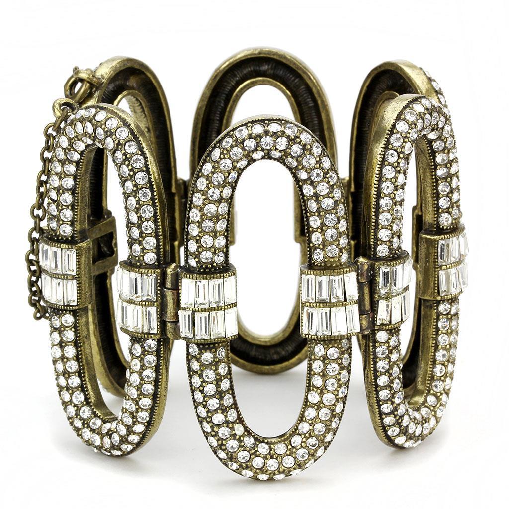 LO4657 - Antique Copper White Metal Bracelet with Top Grade Crystal in Clear