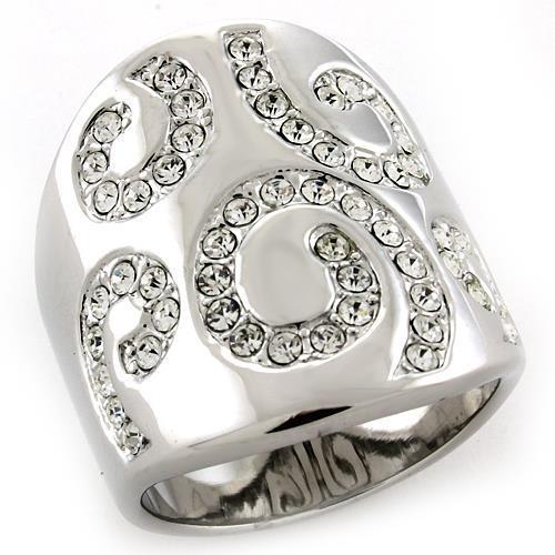 LOAS1074 - Rhodium 925 Sterling Silver Ring with Top Grade Crystal in Clear