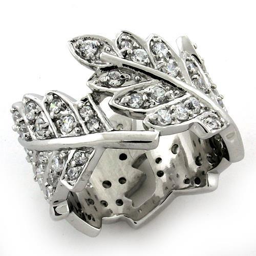 LOAS1098 - Rhodium 925 Sterling Silver Ring with AAA Grade CZ in Clear