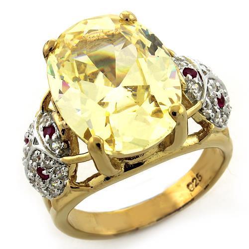 LOAS1143 - Gold 925 Sterling Silver Ring with AAA Grade CZ in Citrine