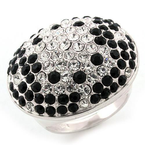 LOAS1160 - High-Polished 925 Sterling Silver Ring with Top Grade Crystal in Multi Color