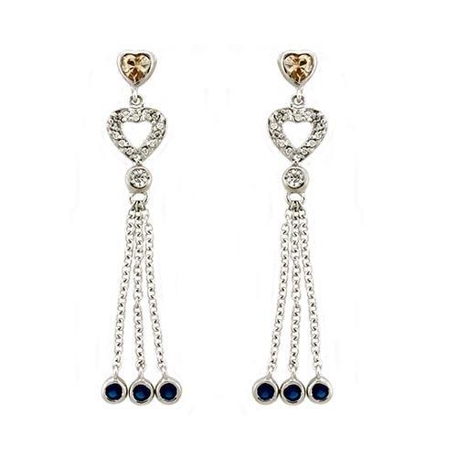 LOAS1337 - Rhodium 925 Sterling Silver Earrings with AAA Grade CZ in Champagne