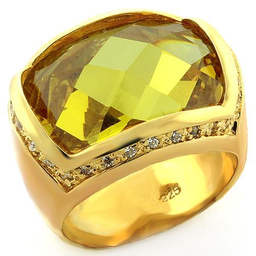 LOAS819 - Gold 925 Sterling Silver Ring with AAA Grade CZ in Topaz