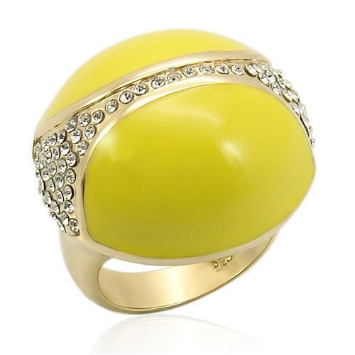 LOS184 - Gold 925 Sterling Silver Ring with Top Grade Crystal in Clear