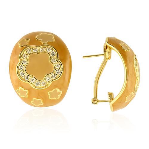 LOS216 - Gold 925 Sterling Silver Earrings with AAA Grade CZ in Clear