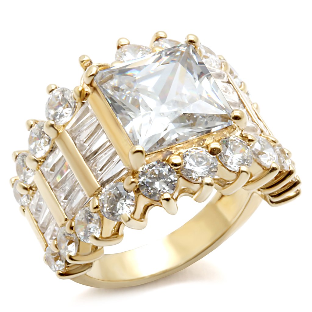 LOS481 - Gold 925 Sterling Silver Ring with AAA Grade CZ in Clear