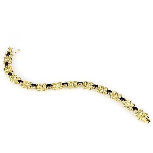 LOS602 - Gold 925 Sterling Silver Bracelet with AAA Grade CZ in Jet