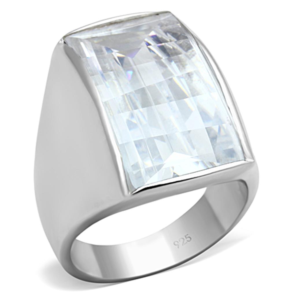 LOS690 - Silver 925 Sterling Silver Ring with AAA Grade CZ in Clear